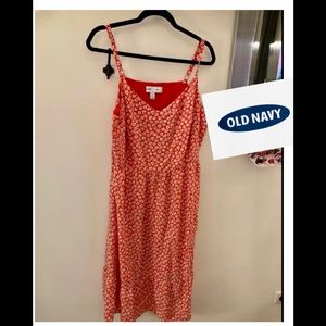 Old Navy Cami High Low Daisy Red Orange Dress